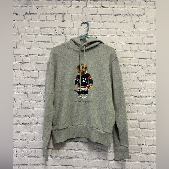 Polo Ralph Lauren USA Hockey Bear Hoodie Size Medium - Picture 2 of 9